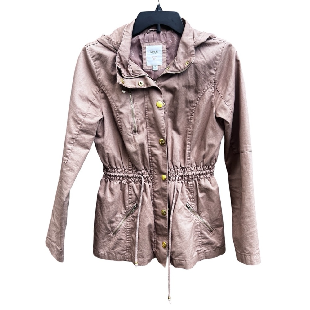 Guess Khaki Beige Drawstring waist Lightweight Utility Jacket